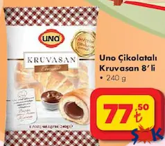 UNO ÇİKOLATALI KRUVASAN 8'Lİ 240 G fiyat ve kampanya bilgisi